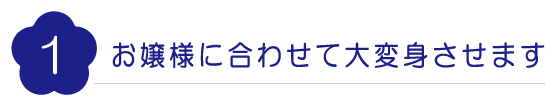 お嬢様に合わせて大変身させます|成人式の振袖・着物｜安城市の きもの和楽 かね宗｜着付・レンタル